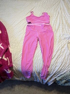 Joy lab Pink Gingham Active Set - Crop Top & Leggings